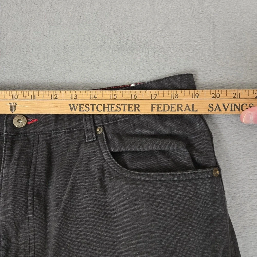 Eddie Bauer Jeans Mens 38x34 Black Canvas Stretch Classic Fit Straight‎ Workwear